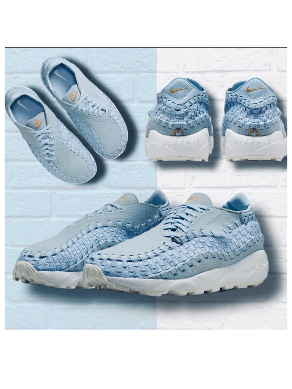 Nike Air Footscape Woven "Washed Denim" Ice Blue Sneakers FV6103-400 W 9.5